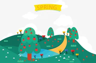 春天美丽果园景色免抠