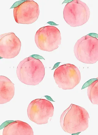 水彩桃子免抠