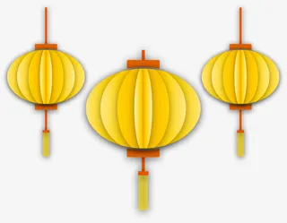 春节金色折纸灯笼免抠