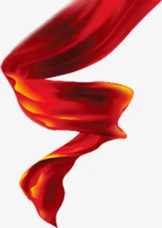 欢度国庆红色绸带免抠