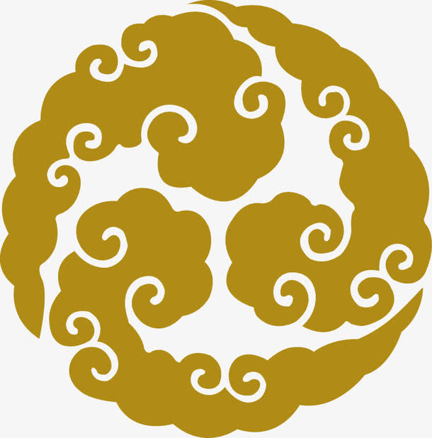 中国风祥云圆形底纹免抠