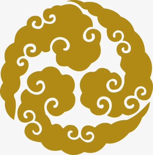 中国风祥云圆形底纹免抠
