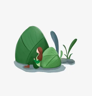 端午节靠着粽子的女孩免抠