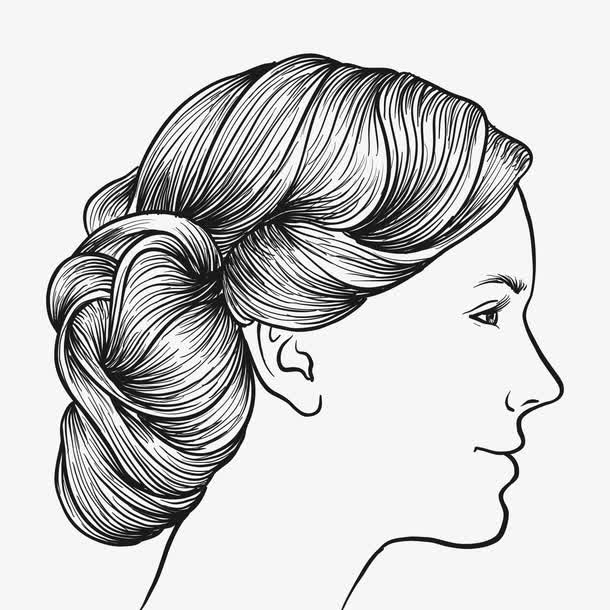 线条手绘女子侧脸矢量素材免抠