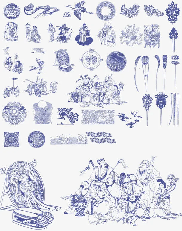 传统花纹免抠