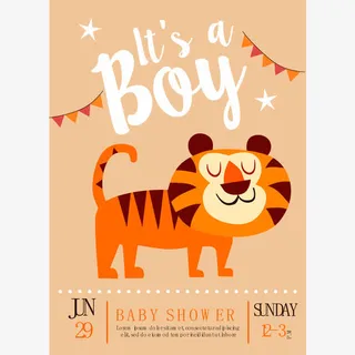 矢量微笑的虎宝宝免抠