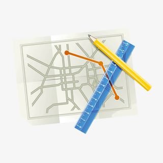 白色线路图铅笔直尺免抠