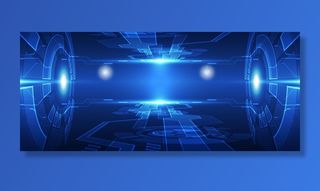 大气科技几何蓝色banner高清商务科技背景
