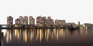 立体建筑傍晚的蛇口渔港免抠免抠