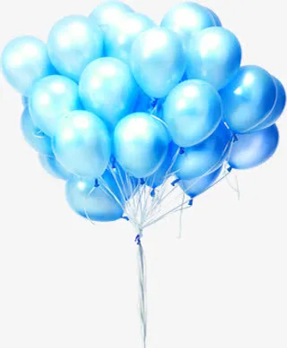 一簇蓝色气球表面光亮免抠