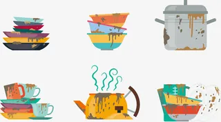 矢量图杂乱的碟子免抠