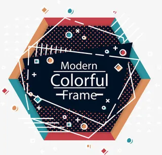 彩色多边形几何边框免抠