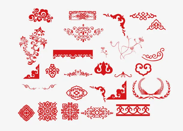 多款中国风花纹边框免抠