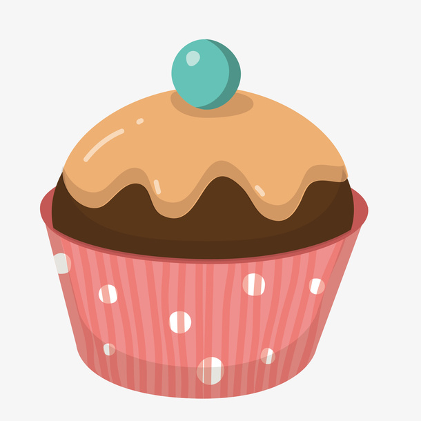 手绘卡通巧克力纸杯蛋糕免抠
