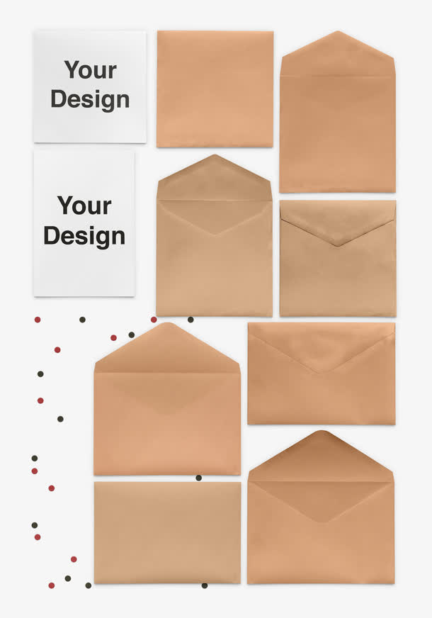 咖啡色土黄色牛皮纸信封设计免抠
