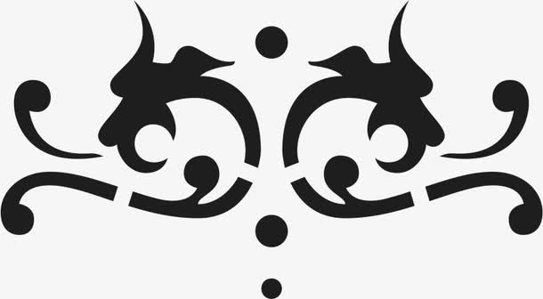 角花底纹花型对称平面图形免抠