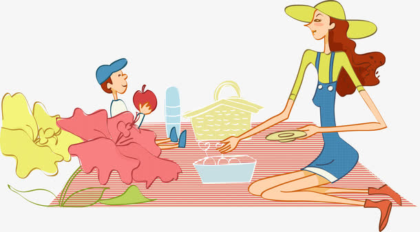 矢量手绘郊游免抠