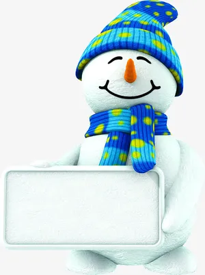 蓝色帽子雪人景观免抠