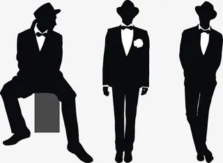 剪影风格商务男模特图案免抠