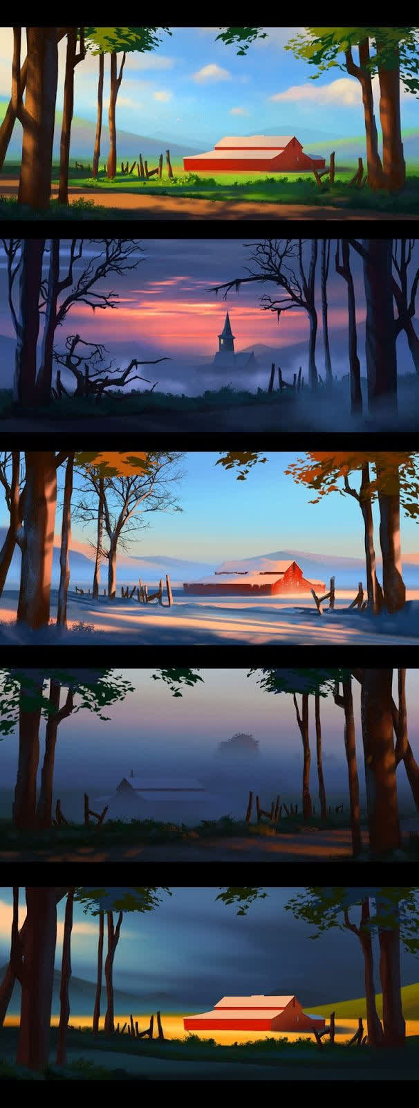 蓝天白云卡通画面免抠