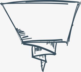 深蓝色手绘折纸彩带免抠