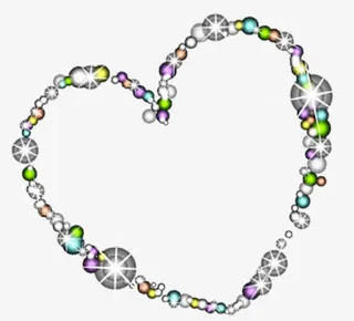 彩色卡通手绘星光钻石爱心免抠