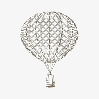 手绘热气球免抠