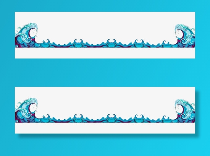 蓝色浪花边框免抠