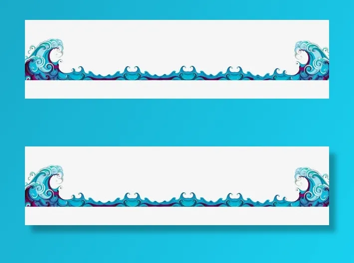 蓝色浪花边框免抠