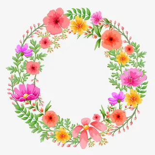 春天花卉圆形边框免抠