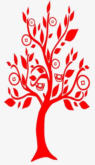 剪纸发财树免抠