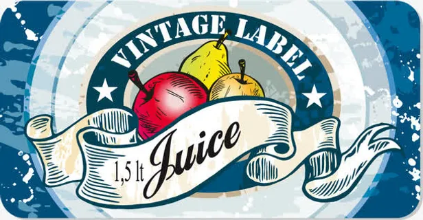 矢量水果店复古包装贴纸免抠