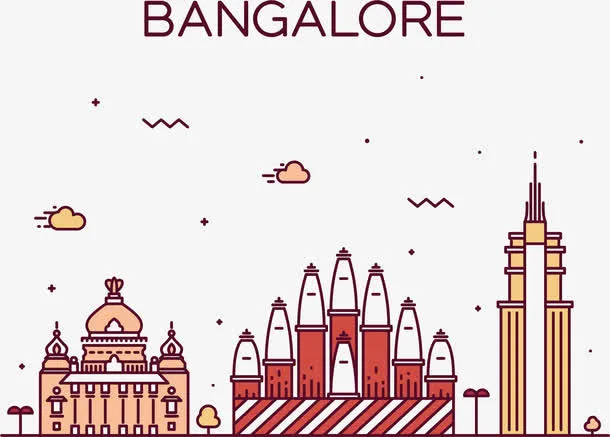 班加罗尔街景矢量图免抠