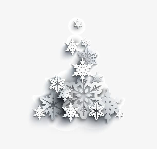 白色雪花圣诞树免抠