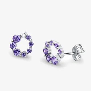 紫色镶钻耳钉免抠