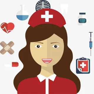 红色套装女护士免抠