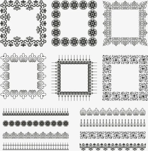 复古分隔栏花边免抠