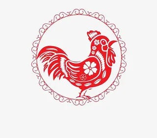 红色鸡年元素免抠