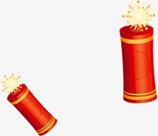 红色中国风新年鞭炮免抠