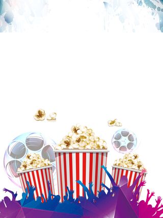 白色矢量创意爆米花电影海报背景素材高清