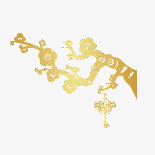 金色梅花暖冬元素免抠