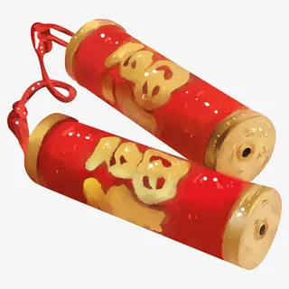 中国风红鞭炮免抠