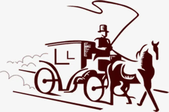 褐色剪影马车中秋免抠