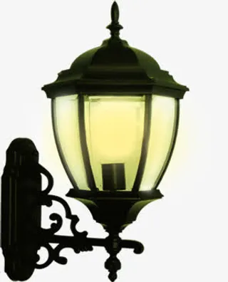 春天黄色欧式路灯免抠