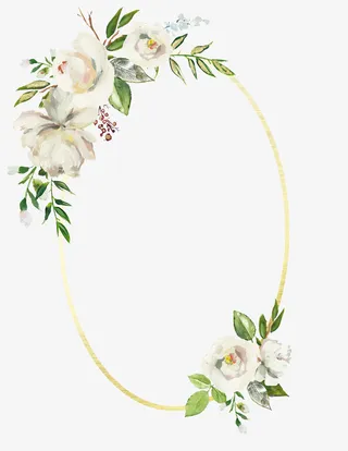 手绘水彩清新花环免抠