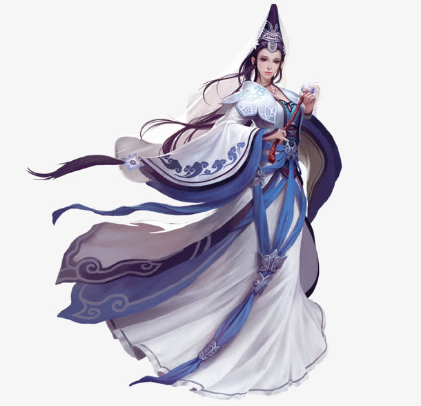 蓝白云纹女子免抠