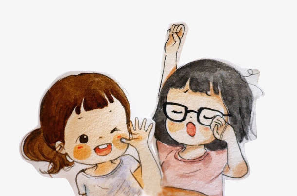剪纸手绘女孩免抠