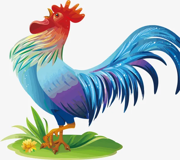 彩色矢量公鸡免抠