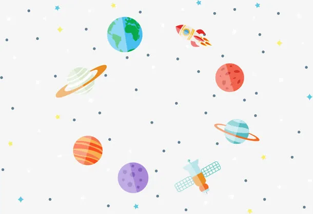 卡通宇宙元素漂浮素材免抠