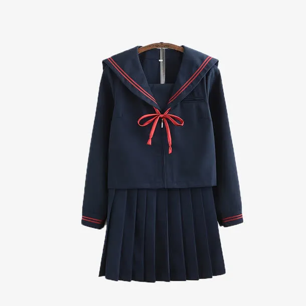蓝色学生装短裙百褶裙免抠